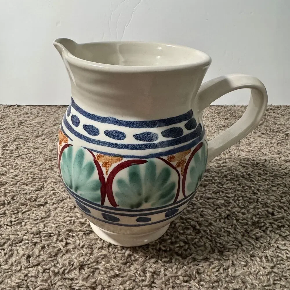 Jamestown Pottery Vintage Hand Painted Pitcher Colonial Virginia Ware Ceramic 7